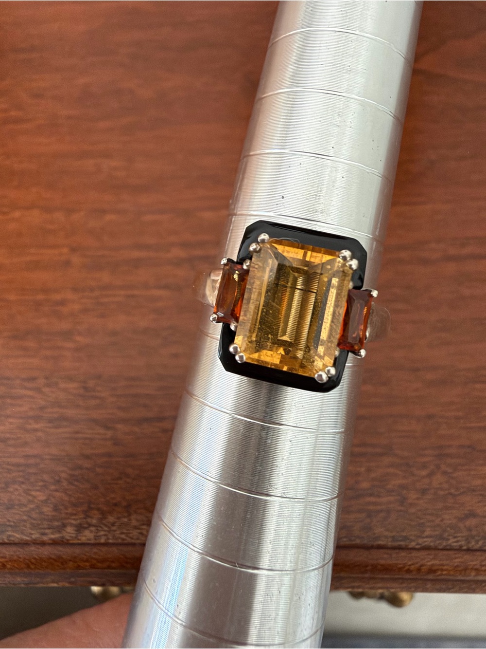 STERLING SILVER CITRINE RING, SIZE 8 vintage beautiful!